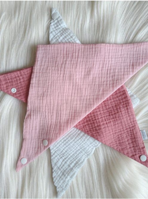 Duplagéz nyálkendő 3 db-os csomag - fehér, rózsaszín