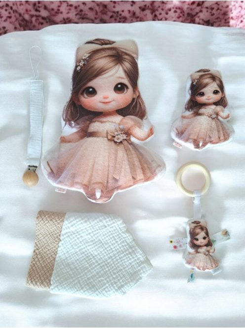 Fa karikás rágóka - hercegnő barna hajú