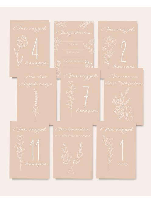Vadvirágos baba mérföldkő kártya csomag - bézs