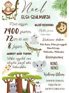 Szülinapos babaposzter szafari állatos (fiús) 