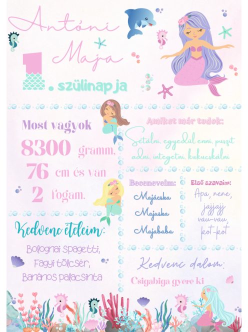 Szülinapos babaposzter sellős 
