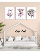 Balerina erdei állatos gyerekszoba dekoráció falikép szett