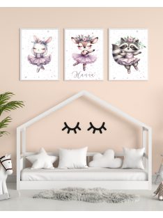   Balerina erdei állatos gyerekszoba dekoráció falikép szett