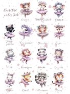 Balerina erdei állatos gyerekszoba dekoráció falikép szett