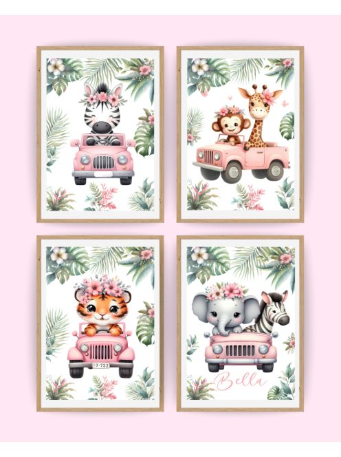 Szafari állatos gyerekszoba dekoráció falikép szett