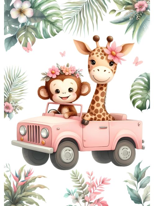 Szafari állatos gyerekszoba dekoráció falikép szett