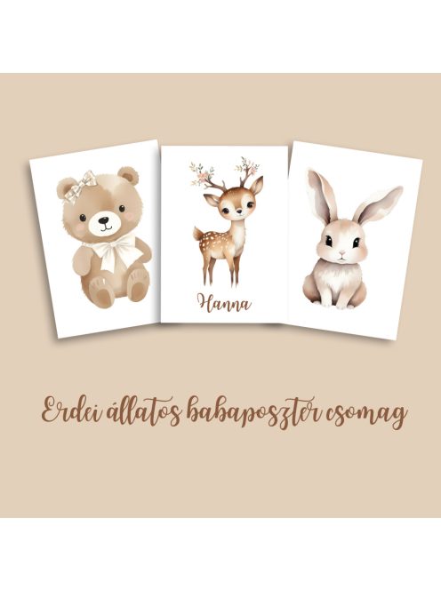 BOHO erdei állatos gyerekszoba dekoráció falikép szett