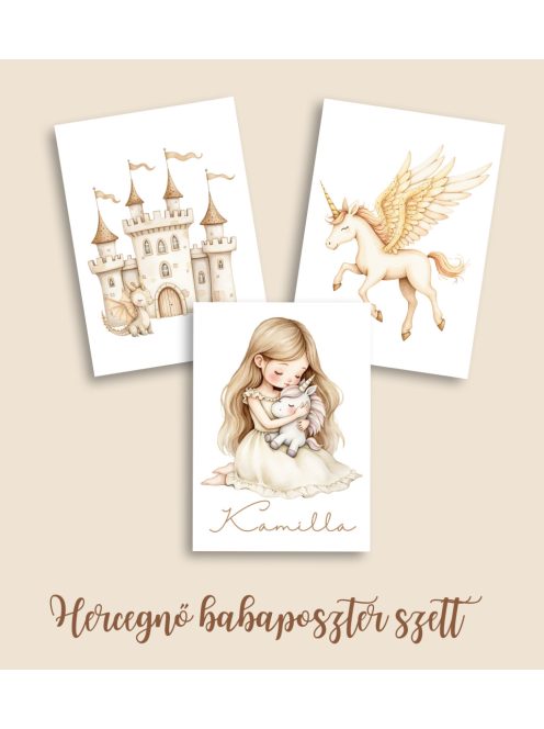 Hercegnő gyerekszoba dekoráció falikép szett