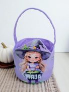 "Csokit vagy csalok" halloween-i kosár - lila