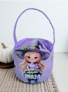 "Csokit vagy csalok" halloween-i kosár - lila