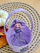 "Csokit vagy csalok" halloween-i kosár - lila