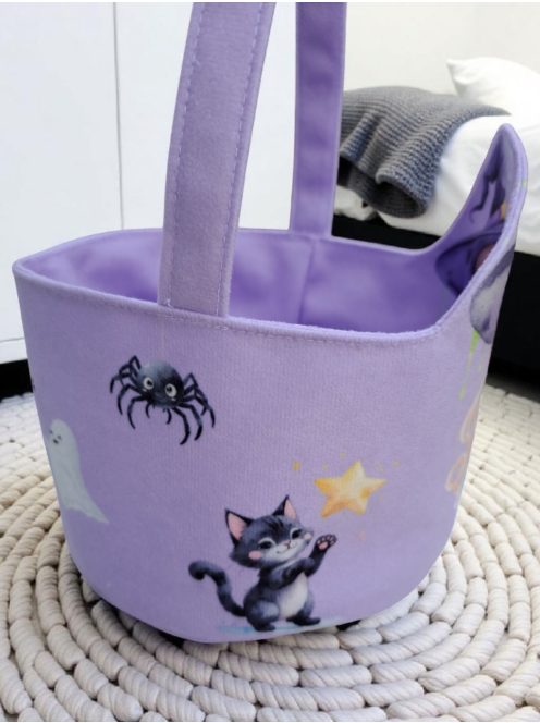 "Csokit vagy csalok" halloween-i kosár - lila
