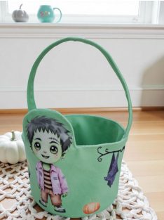 "Csokit vagy csalok" halloween-i kosár - zöld 