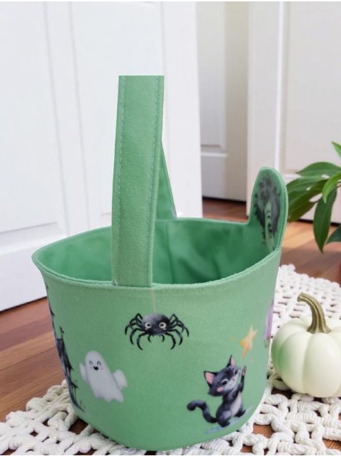 "Csokit vagy csalok" halloween-i kosár - zöld 