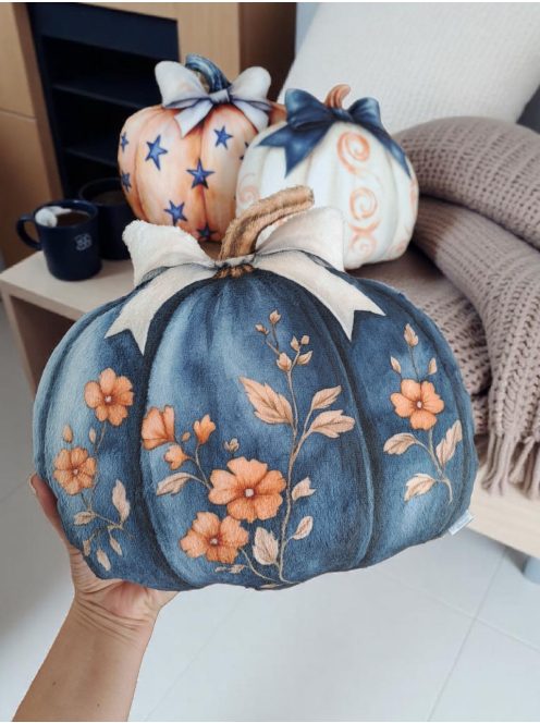 Őszi dekoráció - tök formapárna sötétkék 
