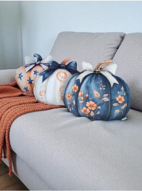 Őszi dekoráció - tök formapárna sötétkék 
